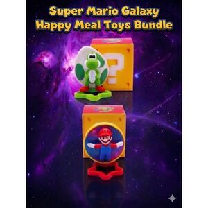 McDonalds Super Mario Galaxy Happy Meal Toys Bundle of 2 -  Mario and Yoshi
